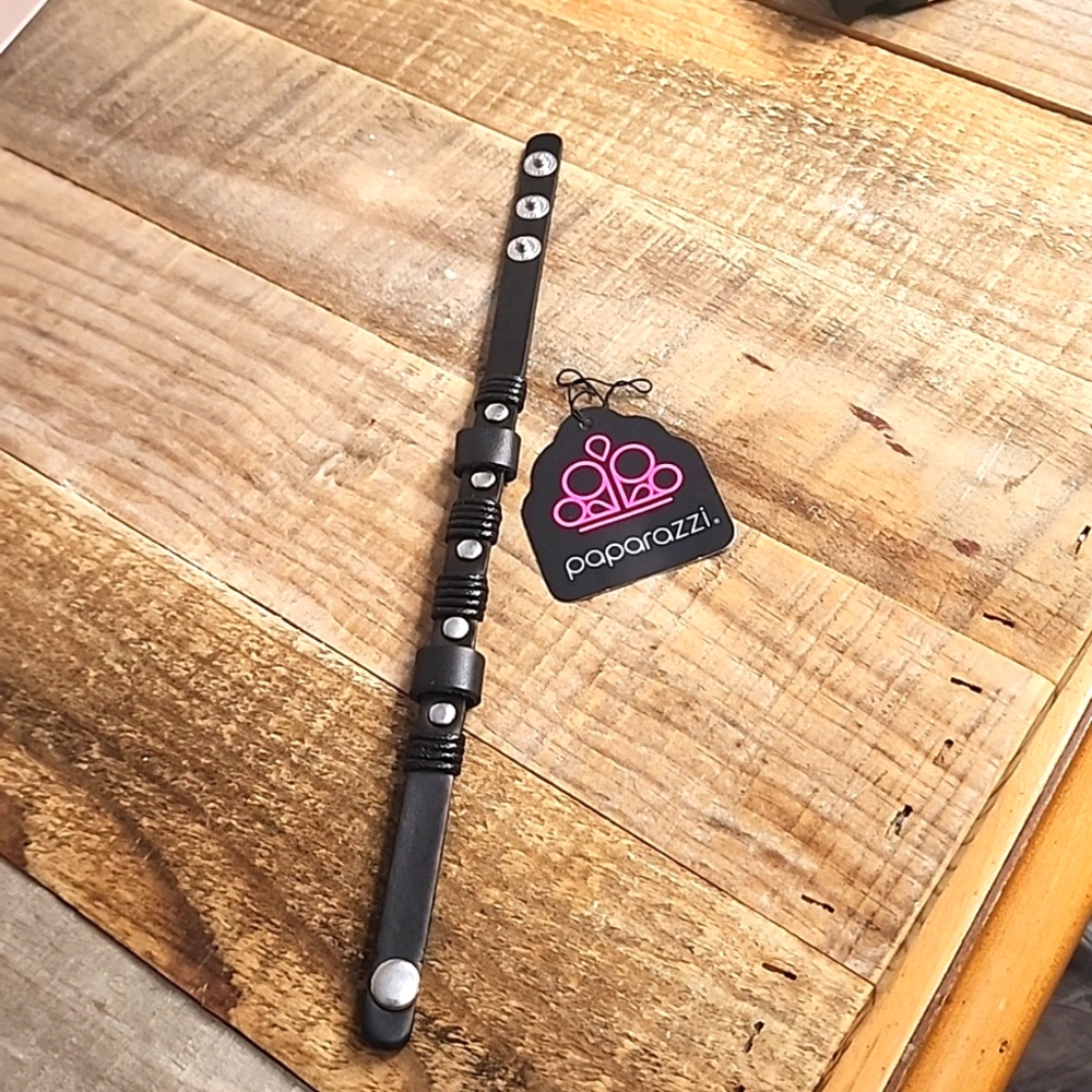 Paparazzi Black Urban Braclet with Silver Hardware